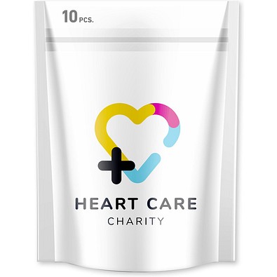 10 Pflaster in vollfarbig bedruckter Papiertasche, weiss, glitter