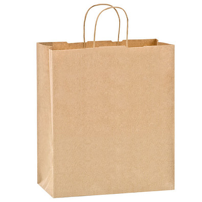 Papier-Tragetasche gerippt, groß, braun
