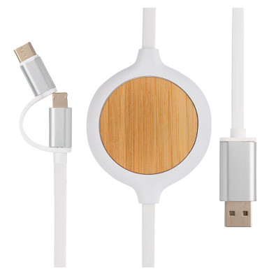 XD COLLECTION 3-in-1 Kabel Wireless Charger mit 5W Bambus, weiß XD COLLECTION 3-in-1 Kabel Wireless Charger mit 5W Bambus, weiß