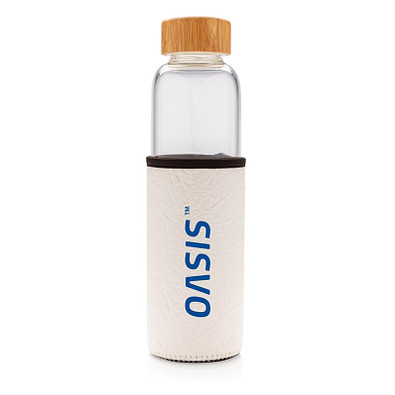 XD COLLECTION Glasflasche mit struktriertem PU-Sleeve, 550 ml, weiß XD COLLECTION Glasflasche mit struktriertem PU-Sleeve, 550 ml, weiß