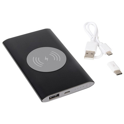 Powerbank Wireless Power, 4.000 mAh, schwarz Powerbank Wireless Power, 4.000 mAh, schwarz