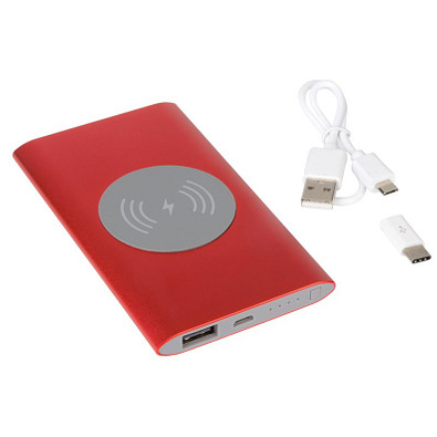Powerbank Wireless Power, 4.000 mAh, rot Powerbank Wireless Power, 4.000 mAh, rot