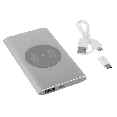 Powerbank Wireless Power, 4.000 mAh, silber Powerbank Wireless Power, 4.000 mAh, silber