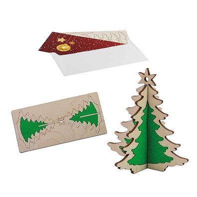 3D Holzpuzzle-Karte, Holz-Filz Tanne, 2-seit. Druck