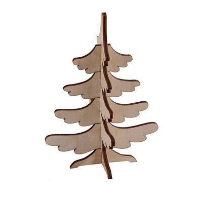 3D Holzpuzzle-Karte, Tannenbaum, 2-seit. Druck