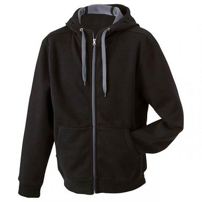 JAMES & NICHOLSON Unisex Jacke mit Kapuze, schwarz/grau, M