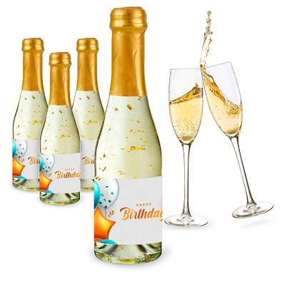 4er Piccolo Goldflocken-Set, Motiv Happy Birthday