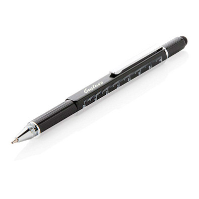 XD COLLECTION Aluminium Tool-Stift 5-in-1, blaue Mine, schwarz