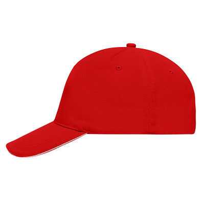 5-Panel Sandwich-Cap, rot/weiß