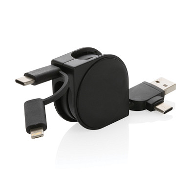 6-in-1 Kabel aus TPE und RCS Standard recyceltem Kunststoff, schwarz