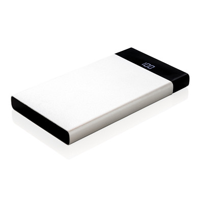 XD COLLECTION flache Powerbank mit digitalem Display, 6.000mAh, silber XD COLLECTION flache Powerbank mit digitalem Display, 6.000mAh, silber