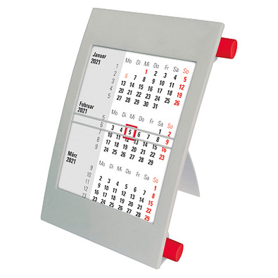 2-Jahres-Tischkalender 2021/2022, grau/rot 2-Jahres-Tischkalender 2021/2022, grau/rot