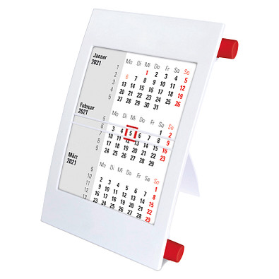 2-Jahres-Tischkalender 2021/2022, Weiß/Rot 2-Jahres-Tischkalender 2021/2022, Weiß/Rot