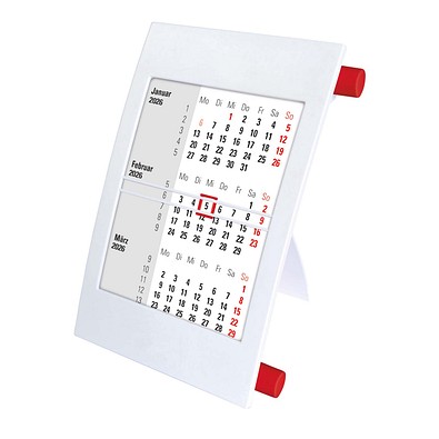 2-Jahres-Tischkalender 2026/2027, weiß/rot