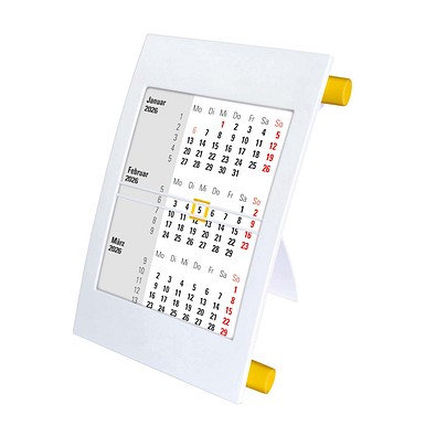 2-Jahres-Tischkalender 2026/2027, weiß/gelb