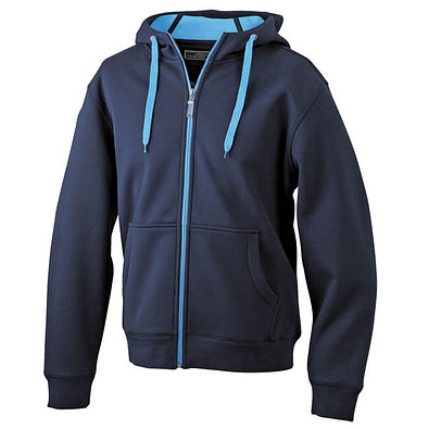 JAMES & NICHOLSON Unisex Jacke mit Kapuze, dunkelblau/hellblau, XL