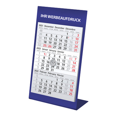 3-Monats-Tischkalender aus Metall 2022/2023, blau 3-Monats-Tischkalender aus Metall 2022/2023, blau