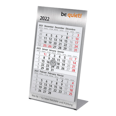 3-Monats-Tischkalender aus Metall 2022/2023, gebürsteter Edelstahl 3-Monats-Tischkalender aus Metall 2022/2023, gebürsteter Edelstahl