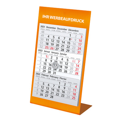 3-Monats-Tischkalender aus Metall 2022/2023, orange 3-Monats-Tischkalender aus Metall 2022/2023, orange