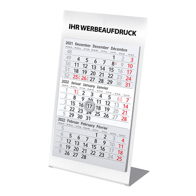 3-Monats-Tischkalender aus Metall 2022/2023, weiß 3-Monats-Tischkalender aus Metall 2022/2023, weiß