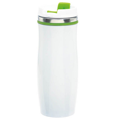 Metall-Isolierbecher Smooth, 400 ml, weiß/grün