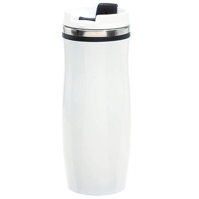 Metall-Isolierbecher Smooth, 400 ml, weiß/schwarz