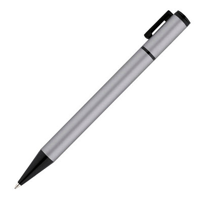 Metall-Drehkugelschreiber Ulm, blaue Mine, silber