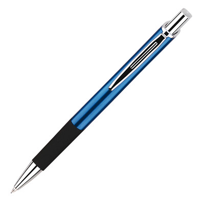 Metall-Druckkugelschreiber Hampton, blaue Mine, blau Metall-Druckkugelschreiber Hampton, blaue Mine, blau