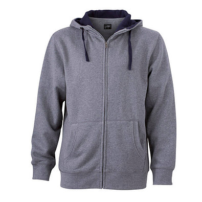 JAMES & NICHOLSON Unisex Sweat-Jacke mit Kapuze, grau, XXL