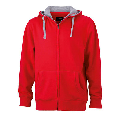 JAMES & NICHOLSON Unisex Sweat-Jacke mit Kapuze, rot, XXL