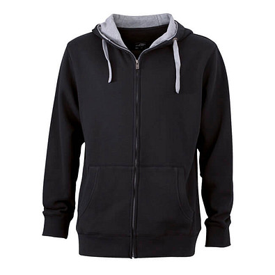 JAMES & NICHOLSON Unisex Sweat-Jacke mit Kapuze, schwarz, XXL