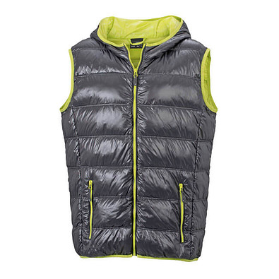 JAMES & NICHOLSON Herren Daunenweste, grau/gelb, L