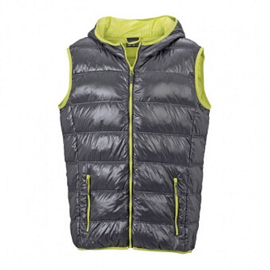 JAMES & NICHOLSON Herren Daunenweste, grau/gelb, XXXL