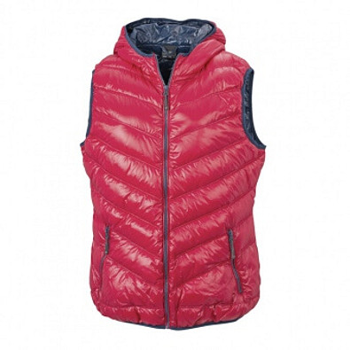 JAMES & NICHOLSON Damen Daunenweste, rot/dunkelblau, XL