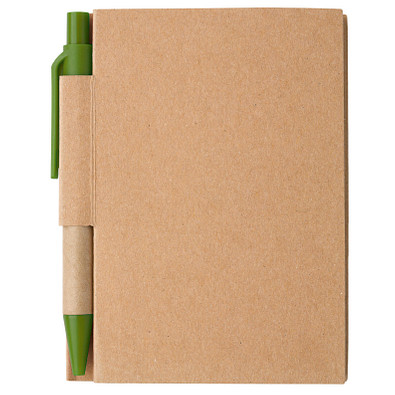 Notizbuch mit Kugelschreiber Mini, liniert, natur/grün Notizbuch mit Kugelschreiber Mini, liniert, natur/grün