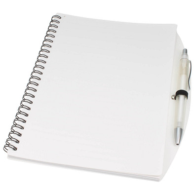 Notizbuch Busy mit Kugelschreiber, DIN A5, liniert, weiß Notizbuch Busy mit Kugelschreiber, DIN A5, liniert, weiß