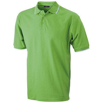 JAMES & NICHOLSON Herren Poloshirt Pique, hellgrün/weiß, L