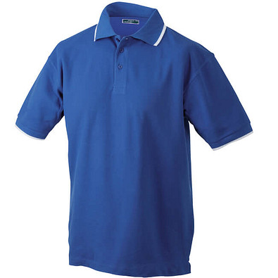 JAMES & NICHOLSON Herren Poloshirt Pique, blau/weiß, XXL