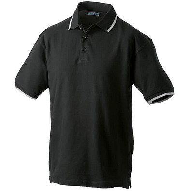 JAMES & NICHOLSON Herren Poloshirt Pique, schwarz/silber, L