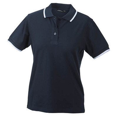 JAMES & NICHOLSON Damen Poloshirt Pique, dunkelblau/weiß, S