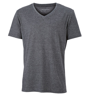 JAMES & NICHOLSON Herren T-Shirt mit V-Ausschnitt, schwarz/melange, M JAMES & NICHOLSON Herren T-Shirt mit V-Ausschnitt, schwarz/melange, M