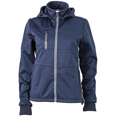 JAMES & NICHOLSON Damen Softshell-Jacke Maritime, dunkelblau/dunkelblau/weiß, S