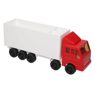 Zettelbox mit Stifteköcher LKW, rot/weiß