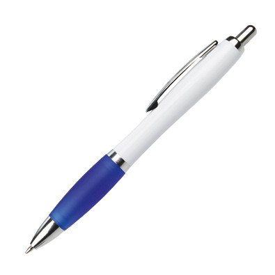Kugelschreiber Weiß-Blau mit 2 neuen Minen-Minefarbe Blau 