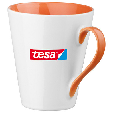 Keramiktasse Maja, 320 ml, weiß/orange