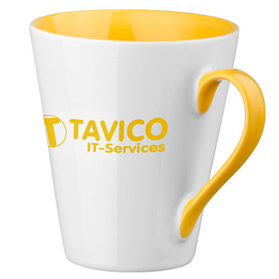 Keramiktasse Maja, 350 ml, weiß/gelb Keramiktasse Maja, 350 ml, weiß/gelb
