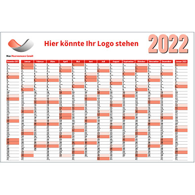 Wandplaner 2022, rot, inkl. 1-fbg. Druck Wandplaner 2022, rot, inkl. 1-fbg. Druck