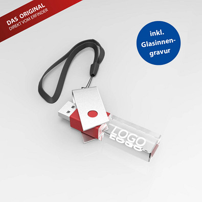 USB-Stick TURN 3D inkl. Gravur, 16 GB, rot