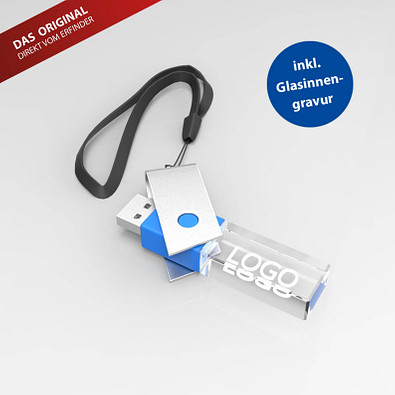 USB-Stick TURN 3D inkl. Gravur, 4 GB, blau