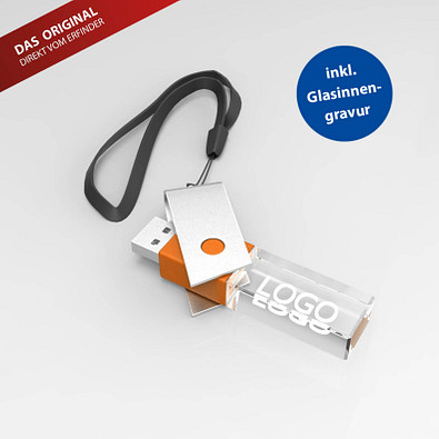 USB-Stick TURN 3D inkl. Gravur, 16 GB, orange